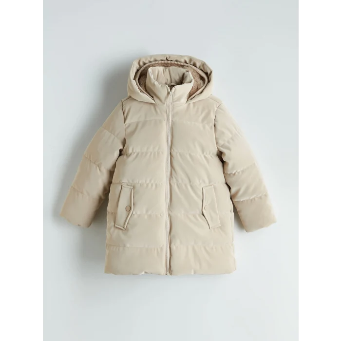 LCW Kids Bej Kapüşonlu Kız Çocuk Mont