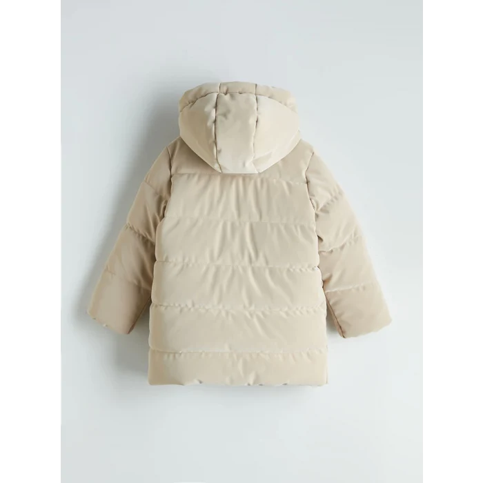 LCW Kids Bej Kapüşonlu Kız Çocuk Mont