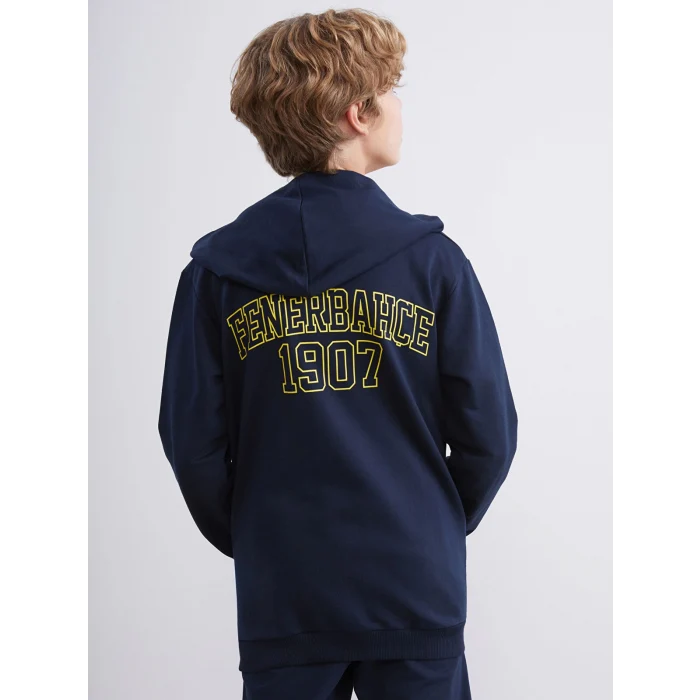 LCW Kids Lacivert Kapüşonlu Fenerbahçe Baskılı Erkek Çocuk Sweatshirt ve Eşofman Altı 2li