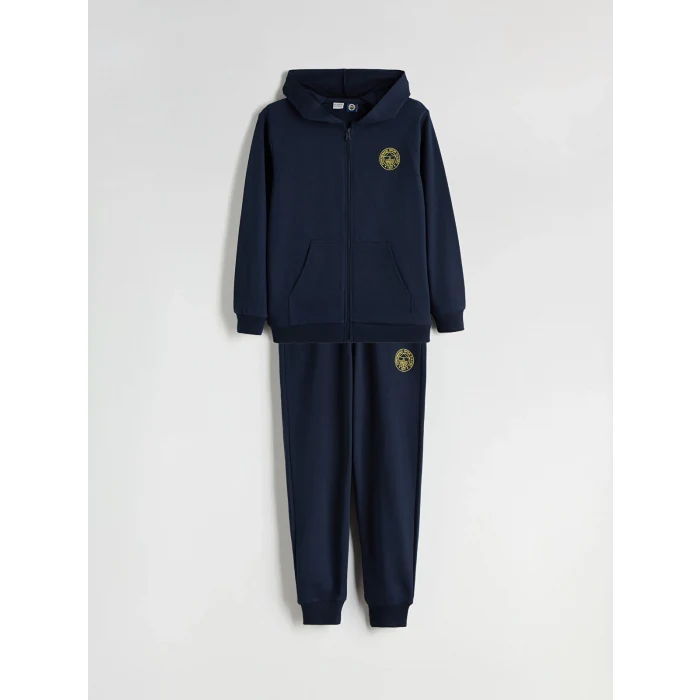 LCW Kids Lacivert Kapüşonlu Fenerbahçe Baskılı Erkek Çocuk Sweatshirt ve Eşofman Altı 2li