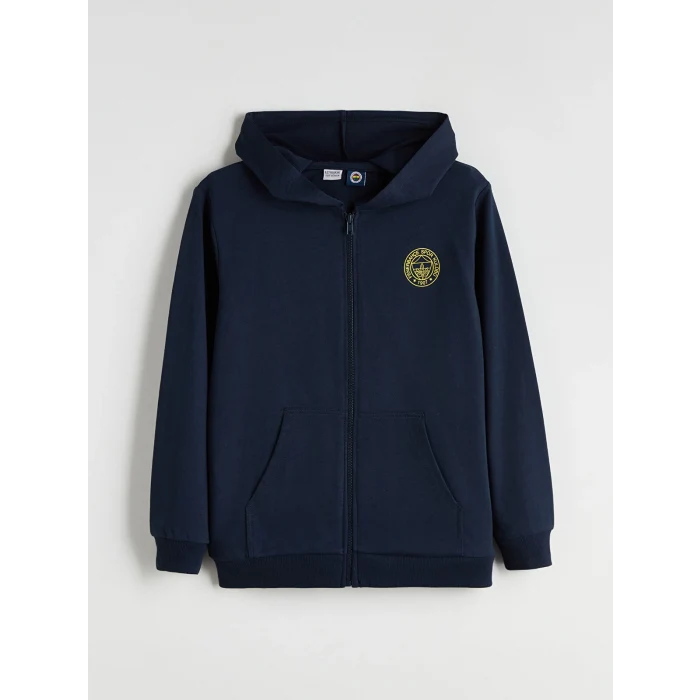 LCW Kids Lacivert Kapüşonlu Fenerbahçe Baskılı Erkek Çocuk Sweatshirt ve Eşofman Altı 2li