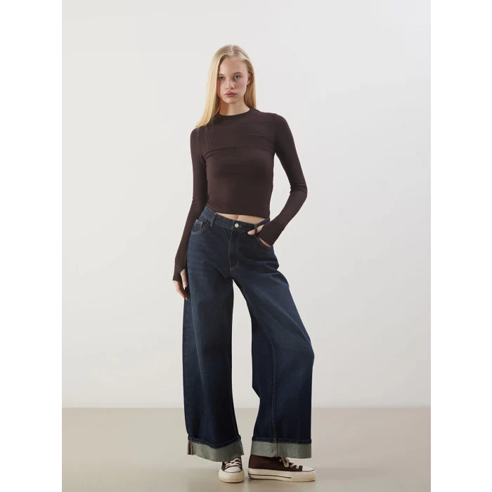 XSIDE Kahverengi Bisiklet Yaka Kadın Body