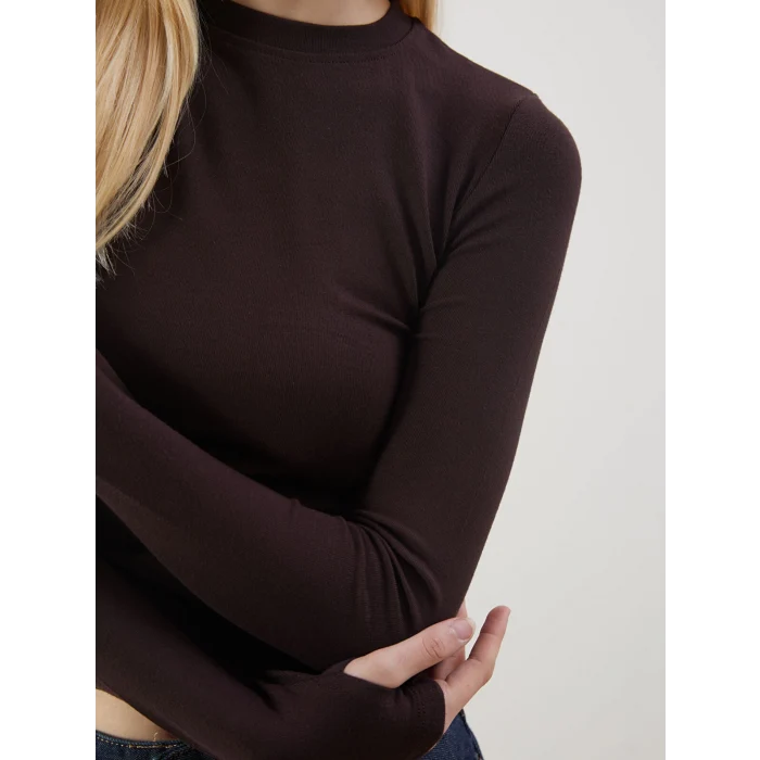 XSIDE Kahverengi Bisiklet Yaka Kadın Body