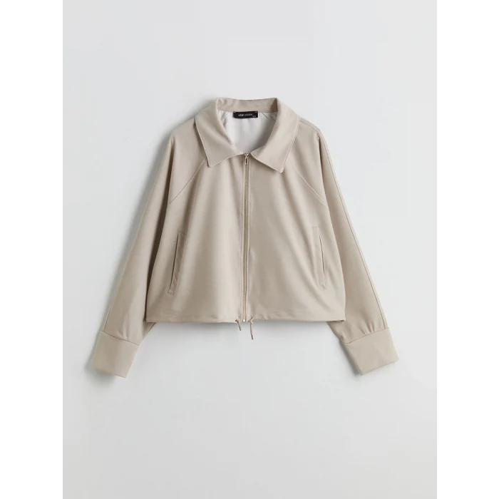 LCW Vision Bej Gömlek Yaka Oversize Kadın Ceket