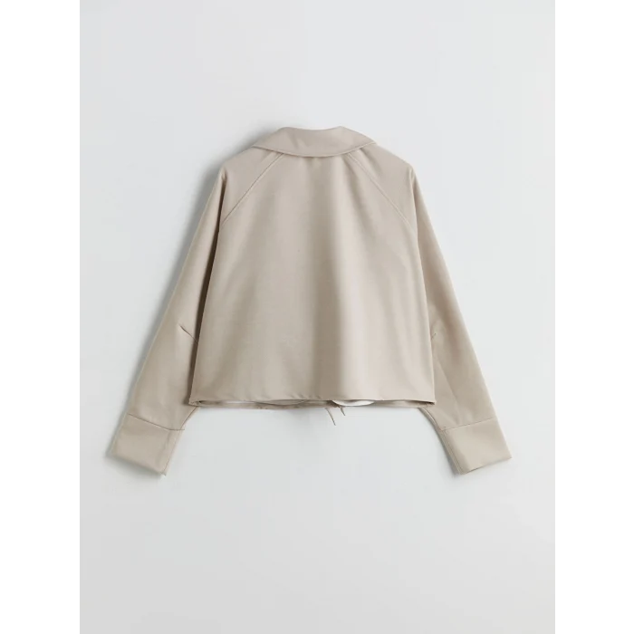 LCW Vision Bej Gömlek Yaka Oversize Kadın Ceket