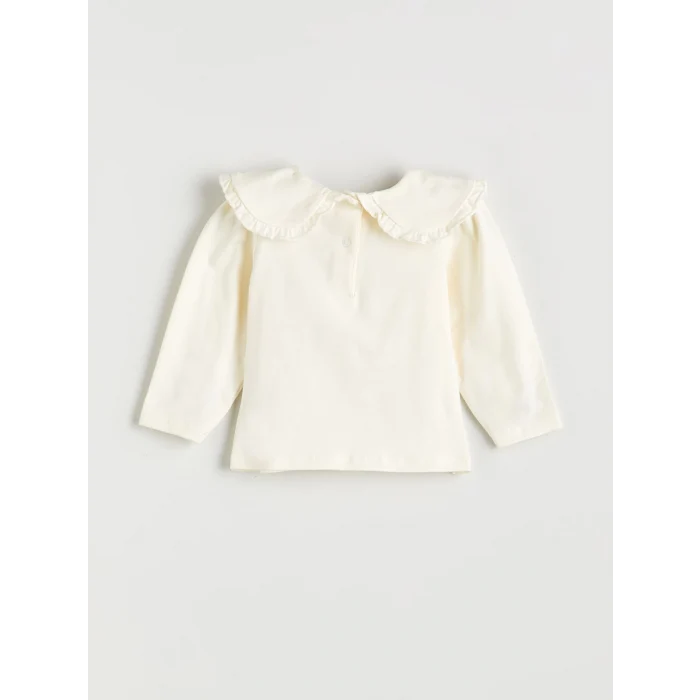 LCW baby Ekru Bebe Yaka Kız Bebek Sweatshirt ve Tayt 2li