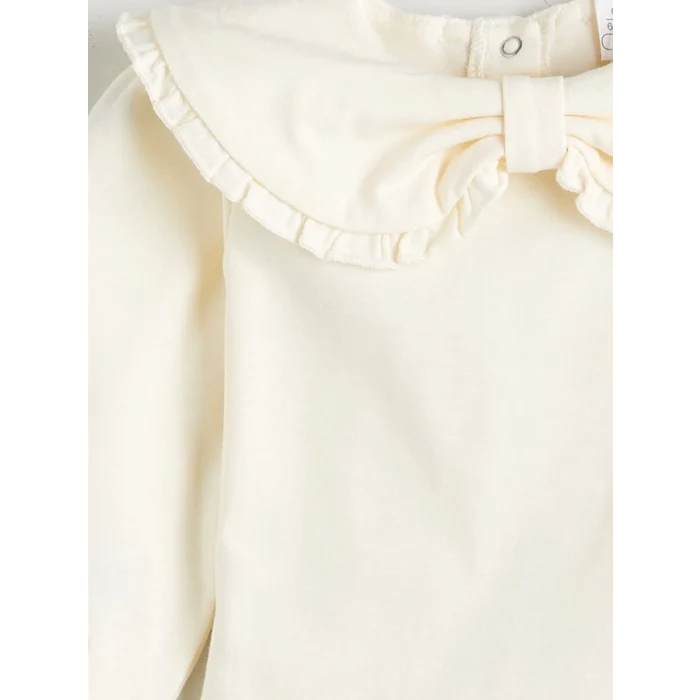 LCW baby Ekru Bebe Yaka Kız Bebek Sweatshirt ve Tayt 2li