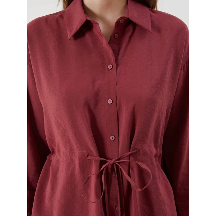 LCWAIKIKI Classic Bordo Oversize Modal Karışımlı Kadın Gömlek