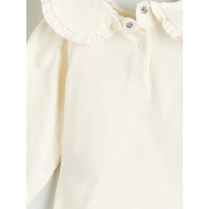 LCW baby Ekru Bebe Yaka Kız Bebek Sweatshirt ve Tayt 2li