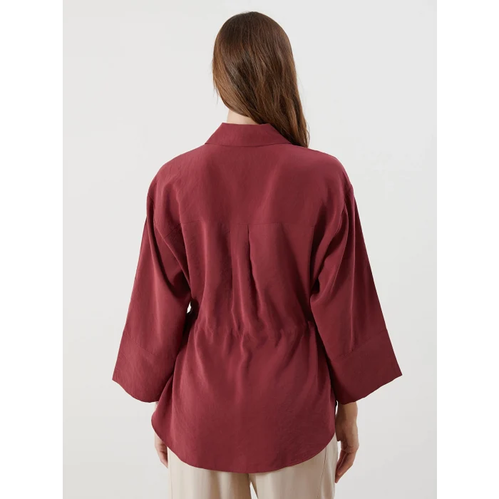 LCWAIKIKI Classic Bordo Oversize Modal Karışımlı Kadın Gömlek