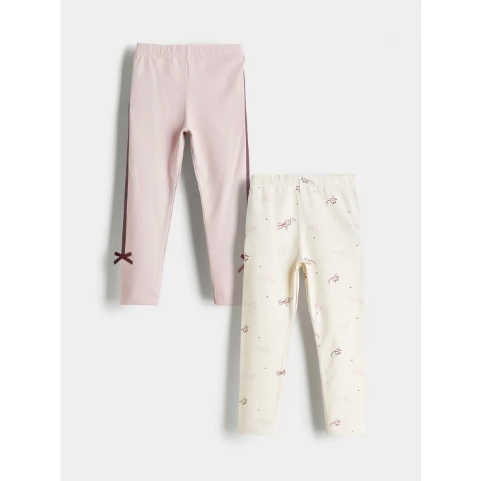 LCW Kids Pembe Beli Lastikli Kız Çocuk Tayt 2li