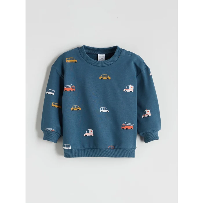 LCW baby Petrol Baskılı Erkek Bebek Sweatshirt ve Eşofman Alt 2li Takım