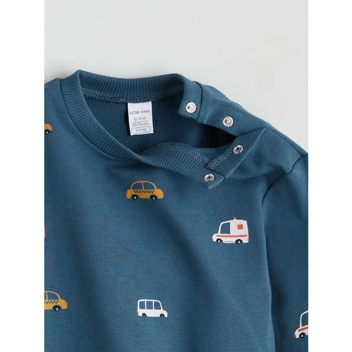 LCW baby Petrol Baskılı Erkek Bebek Sweatshirt ve Eşofman Alt 2li Takım