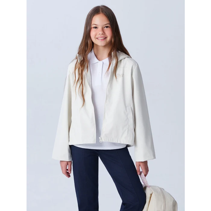 LCW Kids Ekru Kapüşonlu Kız Çocuk Mont