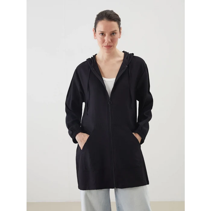 LCWAIKIKI Classic Siyah Kapüşonlu Kadın Tunik