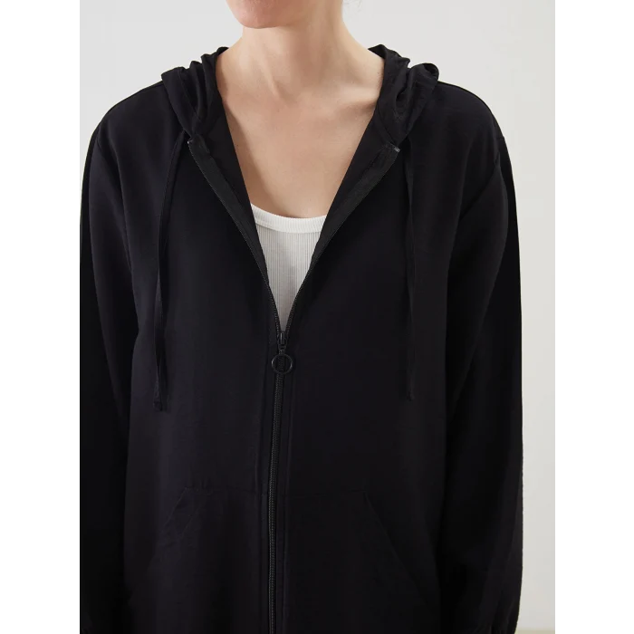 LCWAIKIKI Classic Siyah Kapüşonlu Kadın Tunik