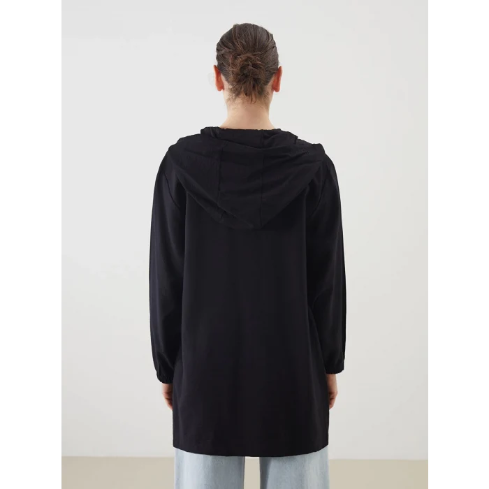 LCWAIKIKI Classic Siyah Kapüşonlu Kadın Tunik
