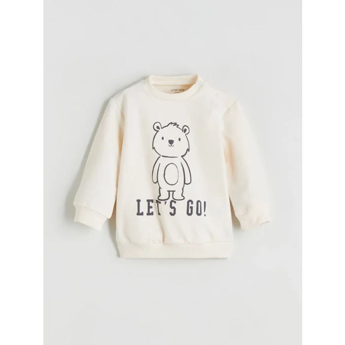 LCW baby Bej Baskılı Erkek Bebek Sweatshirt ve Eşofman Alt 2li