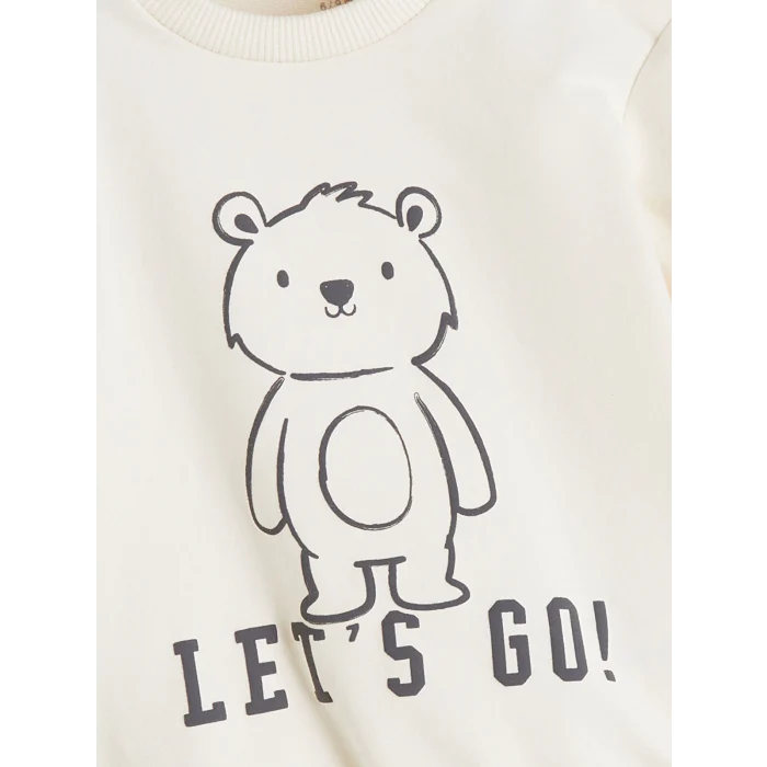 LCW baby Bej Baskılı Erkek Bebek Sweatshirt ve Eşofman Alt 2li