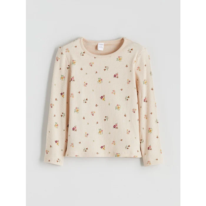 LCW Kids Bej Bisiklet Yaka Kız Çocuk Tişört 2li