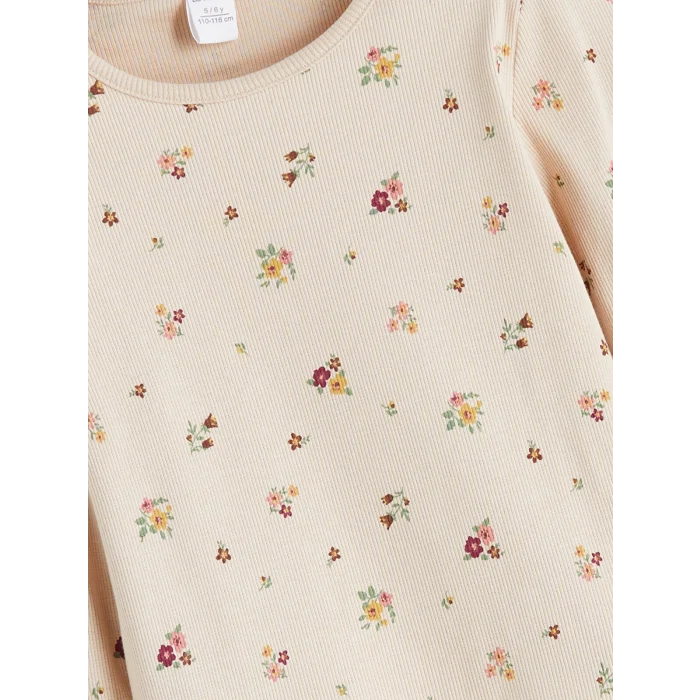 LCW Kids Bej Bisiklet Yaka Kız Çocuk Tişört 2li