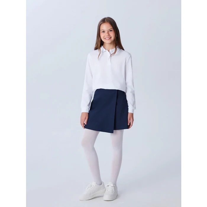 LCW Kids Lacivert Basic Gabardin Kız Çocuk Şort Etek