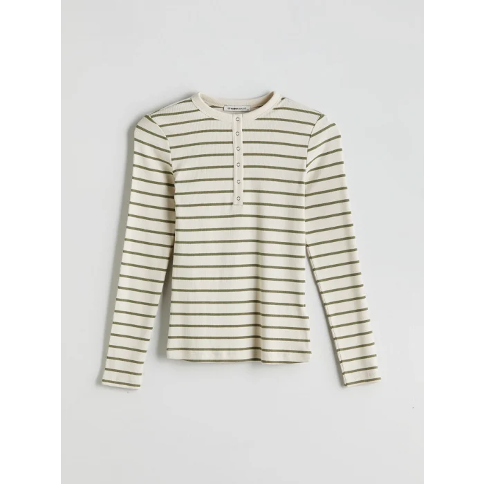 LCWAIKIKI Classic Yeşil Bisiklet Yaka Çizgili Kadın Body