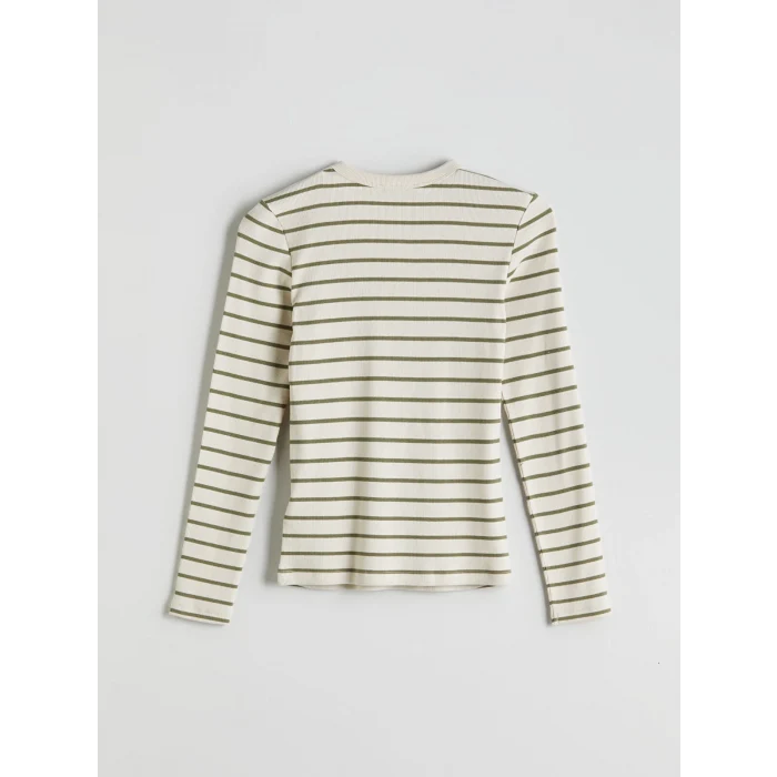 LCWAIKIKI Classic Yeşil Bisiklet Yaka Çizgili Kadın Body