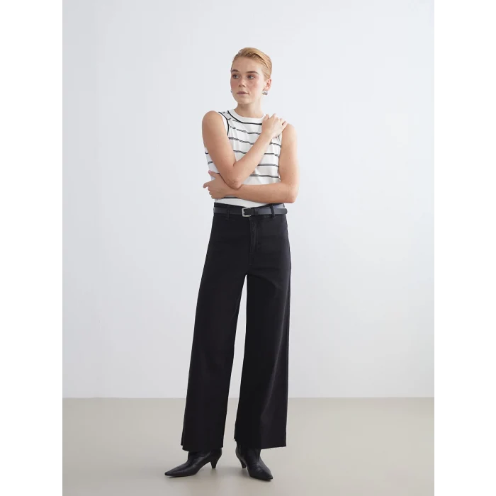 LCW Modest Siyah Wideleg Kadın Jean Pantolon