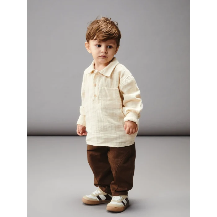 LCW baby Bej Erkek Bebek Gömlek ve Pantolon 2li Takım