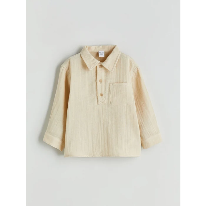 LCW baby Bej Erkek Bebek Gömlek ve Pantolon 2li Takım