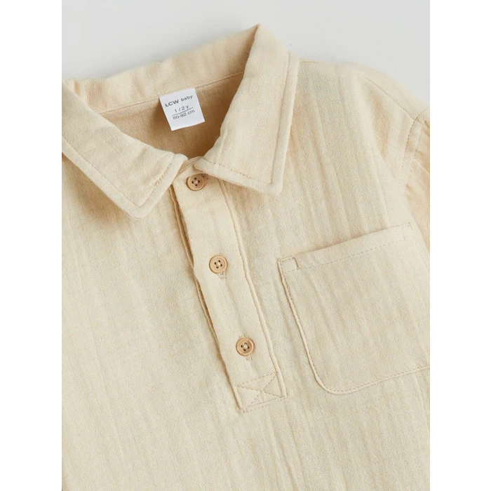 LCW baby Bej Erkek Bebek Gömlek ve Pantolon 2li Takım