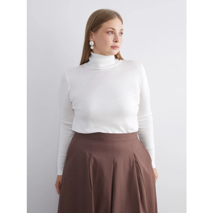 LCWAIKIKI Classic Ekru Balıkçı Yaka Kadın Triko Kazak