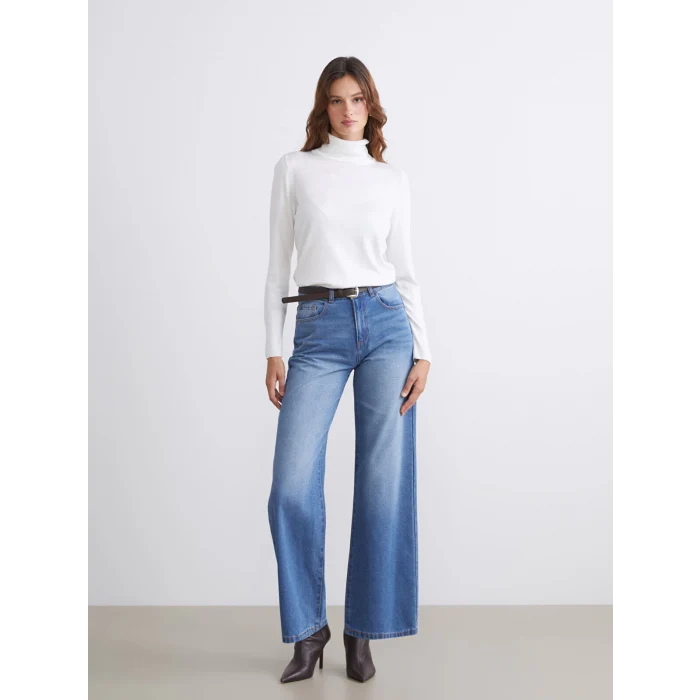 LCWAIKIKI Classic Ekru Balıkçı Yaka Kadın Triko Kazak