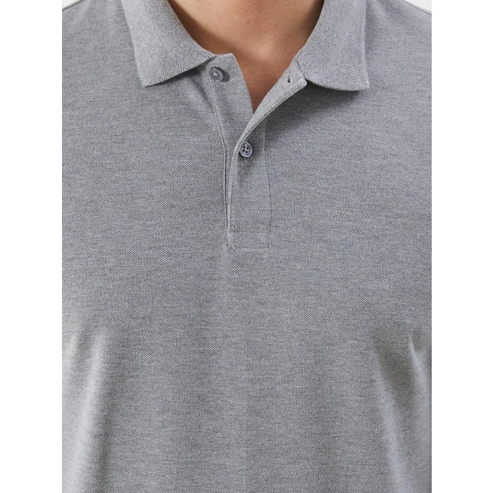 LCWAIKIKI Classic Gri Polo Yaka Uzun Kollu Pike Erkek Tişört