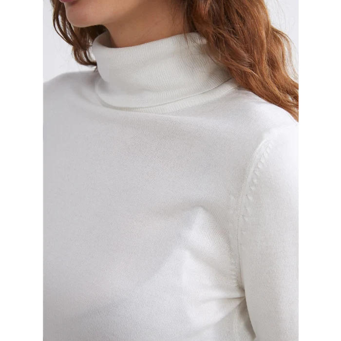 LCWAIKIKI Classic Ekru Balıkçı Yaka Kadın Triko Kazak