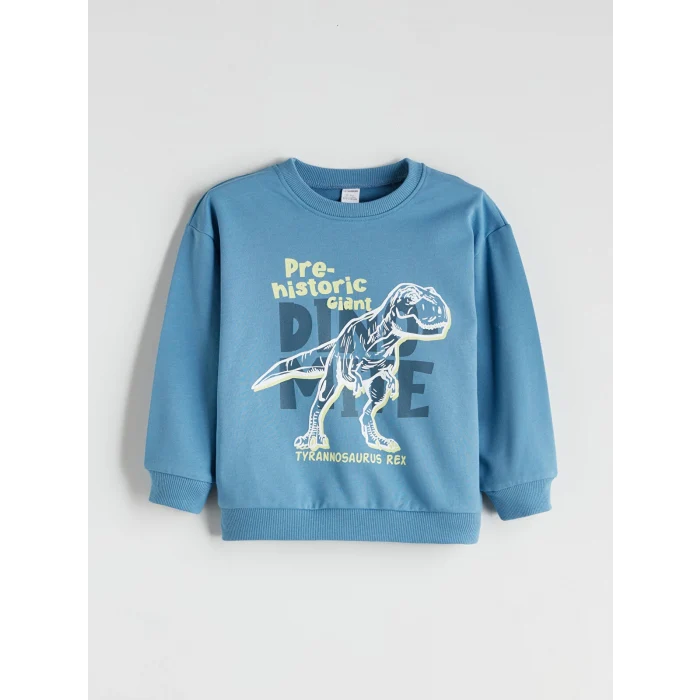 LCW Kids Mavi Baskılı Erkek Çocuk Sweatshirt ve Eşofman Alt 2li