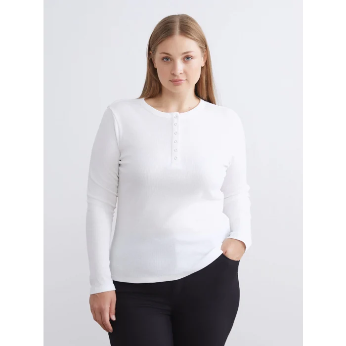 LCWAIKIKI Classic Beyaz Bisiklet Yaka Kadın Body