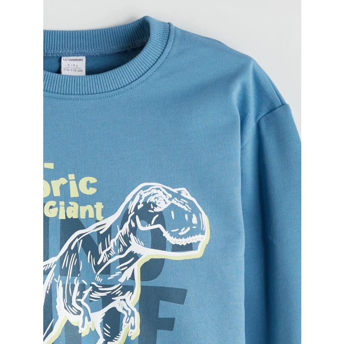 LCW Kids Mavi Baskılı Erkek Çocuk Sweatshirt ve Eşofman Alt 2li