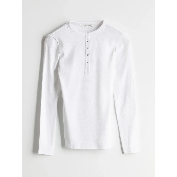 LCWAIKIKI Classic Beyaz Bisiklet Yaka Kadın Body