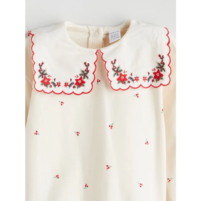 LCW baby Ekru Bebe Yaka Kız Bebek Sweatshirt ve Tayt 2li