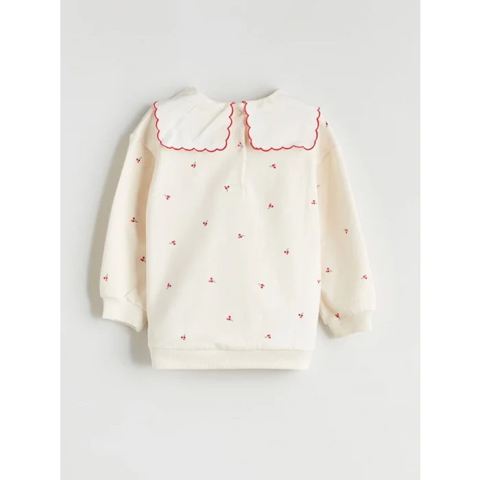 LCW baby Ekru Bebe Yaka Kız Bebek Sweatshirt ve Tayt 2li