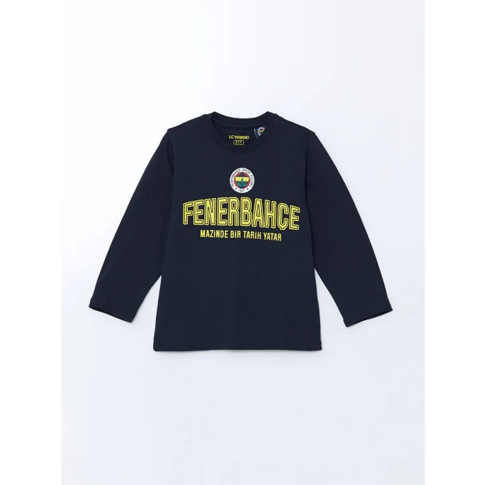LCW Kids Lacivert Bisiklet Yaka Fenerbahçe Baskılı Erkek Çocuk Pijama Takımı