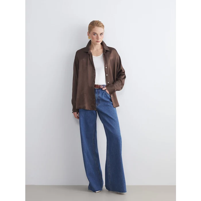 LCW Modest Indigo Wideleg Kadın Jean Pantolon