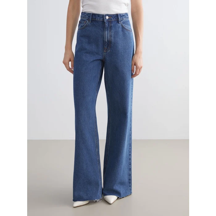 LCW Modest Indigo Wideleg Kadın Jean Pantolon