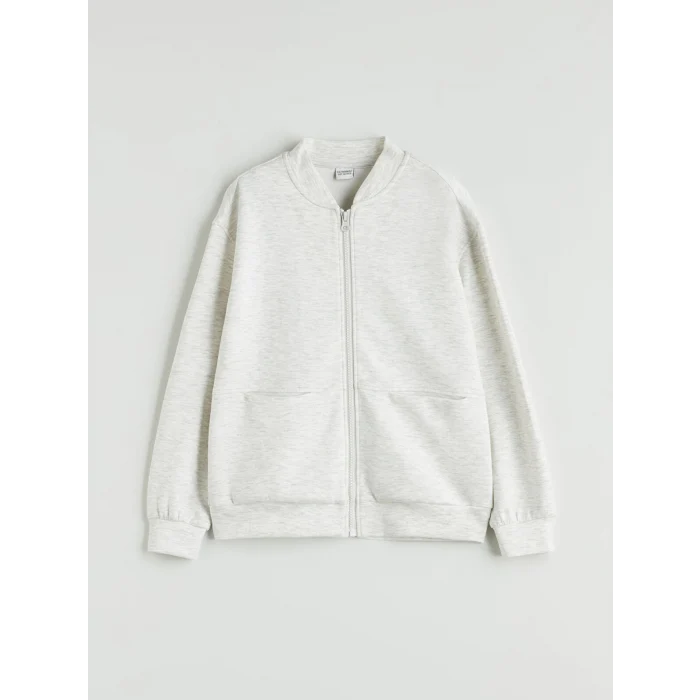 LCW Kids Ekru Kız Çocuk Fermuarlı Sweatshirt