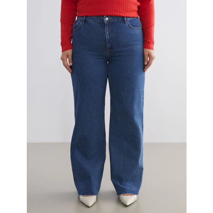 LCW Modest Indigo Wideleg Kadın Jean Pantolon