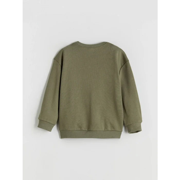 LCW Kids Haki Bisiklet Yaka Dinozor Baskılı Erkek Çocuk Sweatshirt ve Eşofman Altı 2li Takım