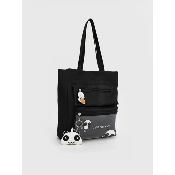 LCW ACCESSORIES Siyah Baskılı Kız Çocuk Omuz Çantası