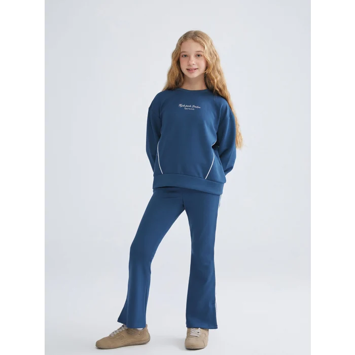 LCW Kids Indigo Bisiklet Yaka Kız Çocuk Eşofman Takım